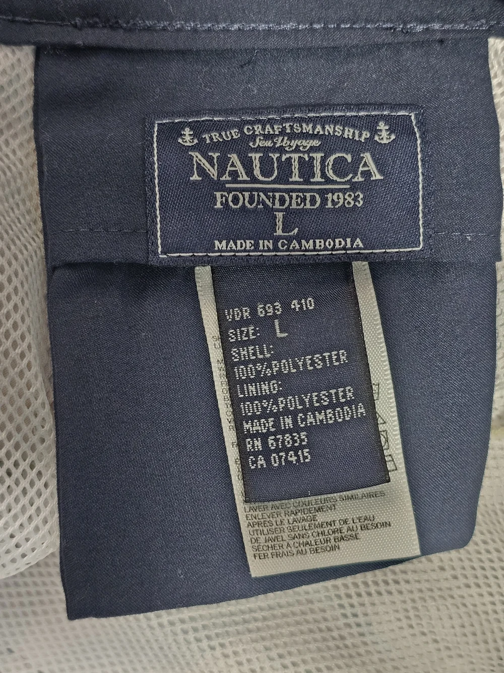 Nautica Red Swim Shorts with Black and Light Blue Tropical Leaf Print Large